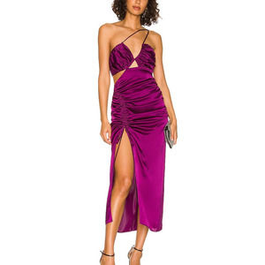 Nicholas Leila Silk Dress 4 Ruched Drawstring Charmeuse Cutout Side Slit NWD